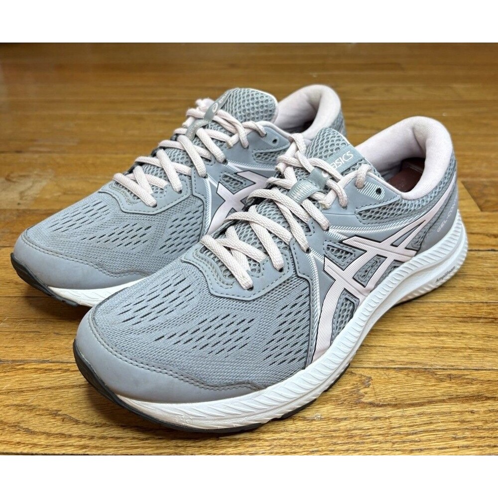 Asics Gel Contend 7 Grey Light Pink Women’s Size 9.5 Running Shoes Comfort EUC